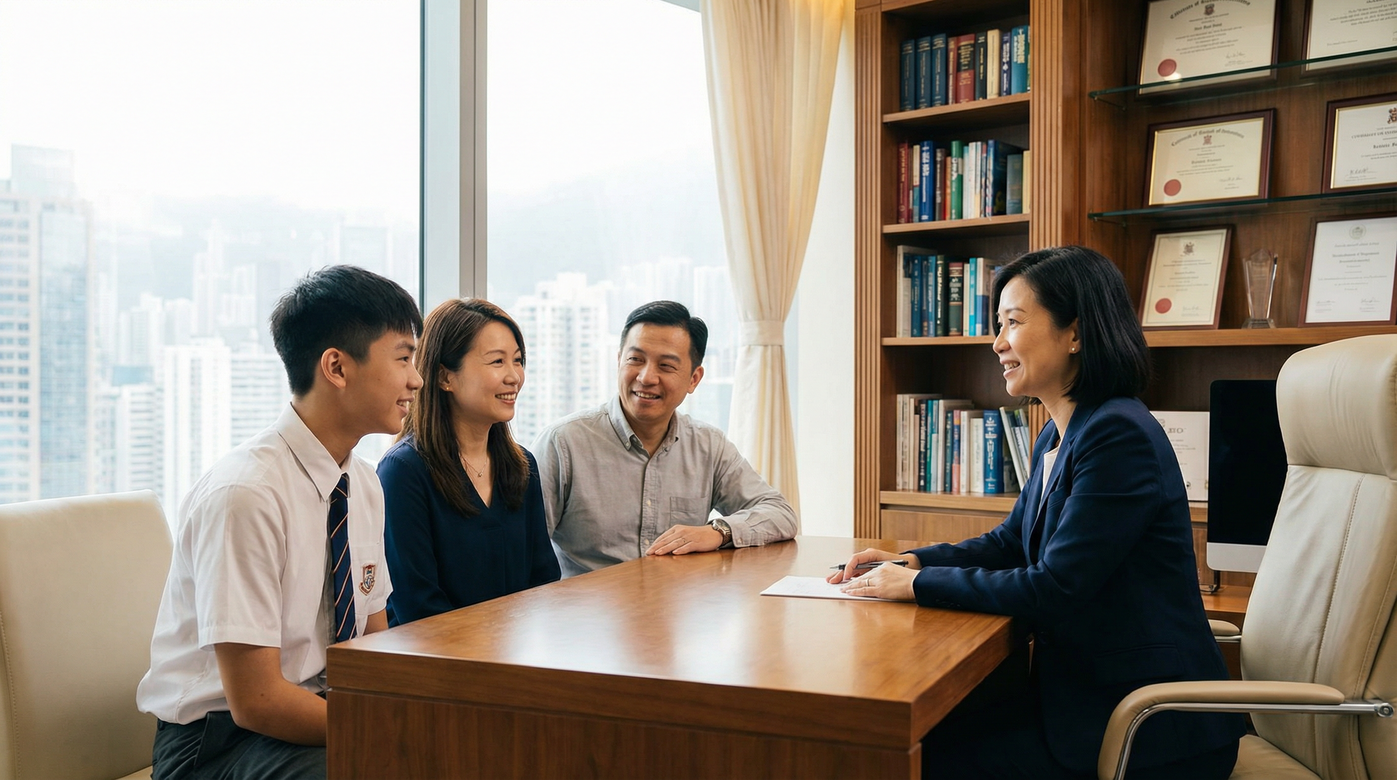 Education consultant meeting with a Hong Kong family