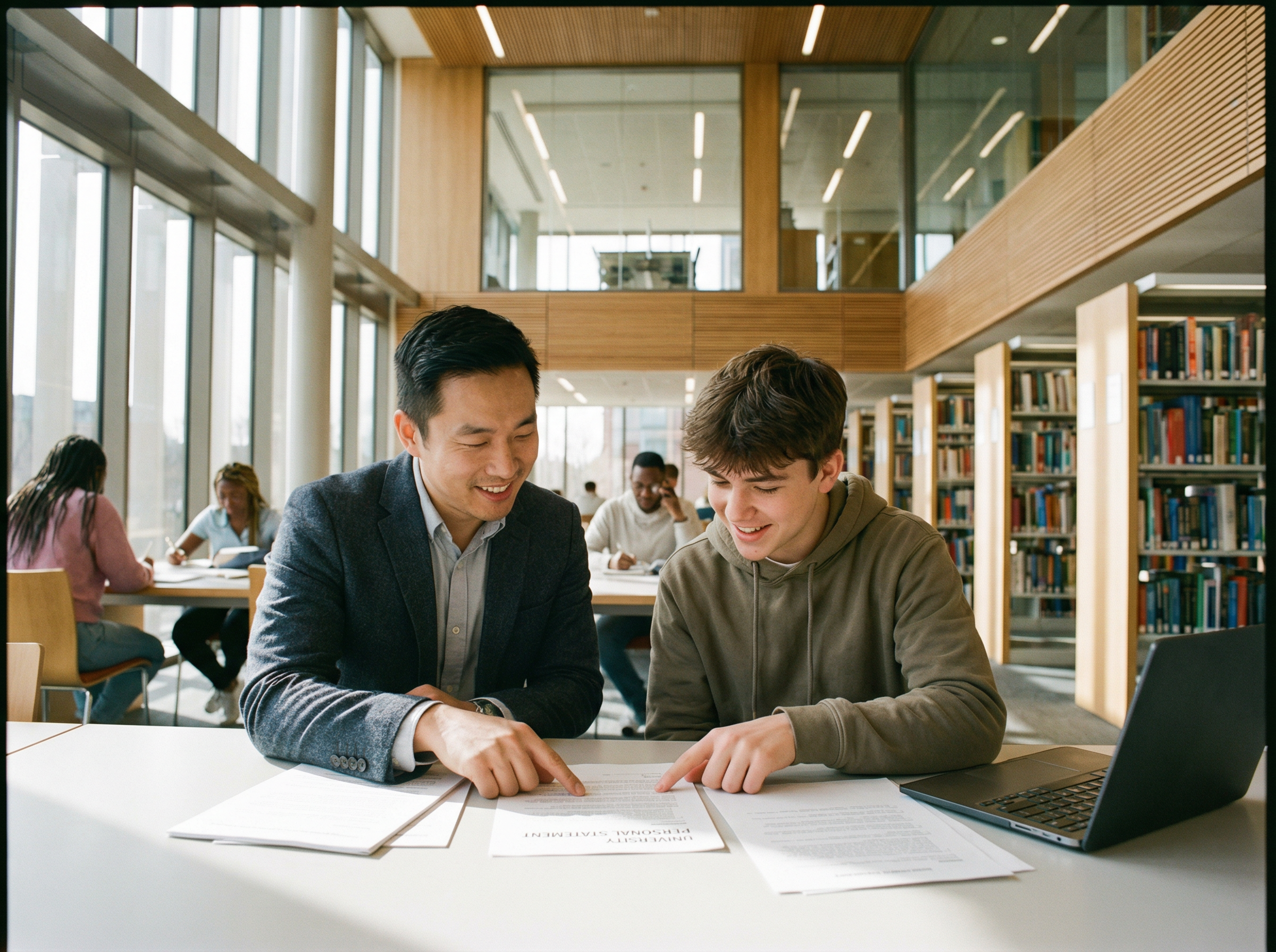 Mentor reviewing personal statement essay with student